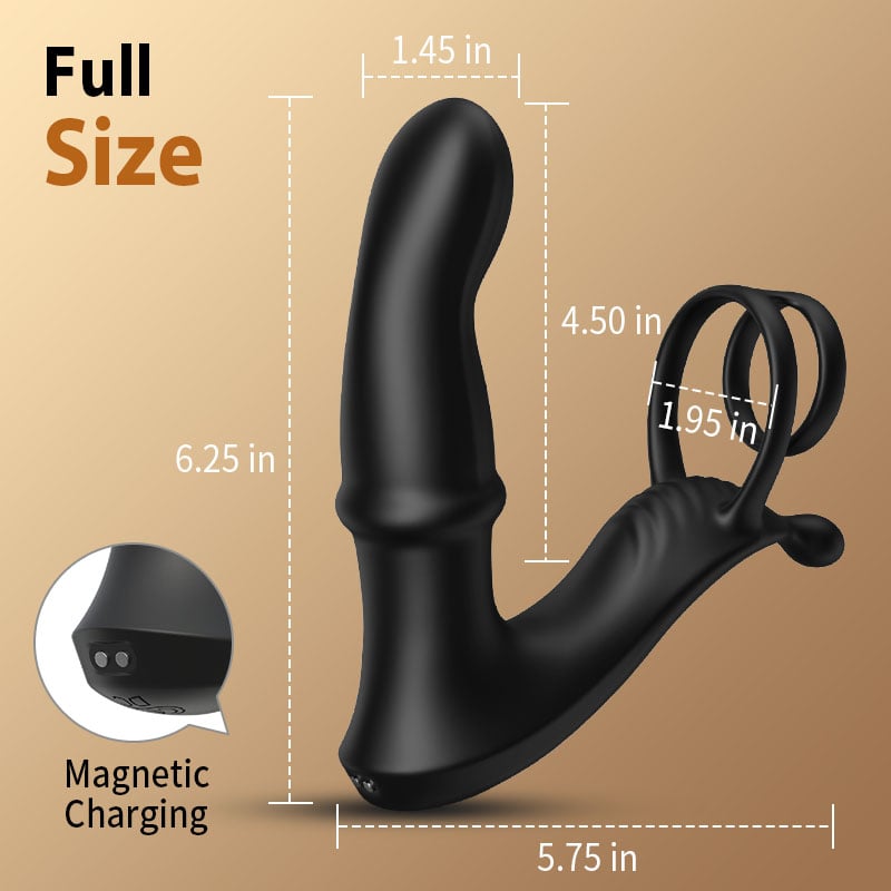 Thrusting Prostate Massager With Double Cock Rings To Improve Erect Experience