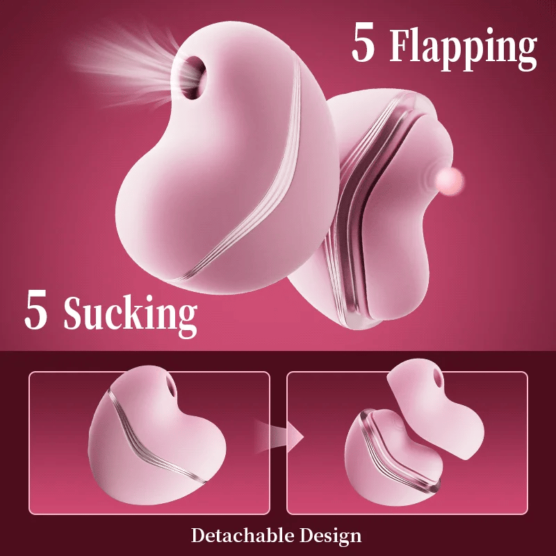 Cutie Heart Clitoral Suction Vibrator with Flapping & Sucking Exchangable