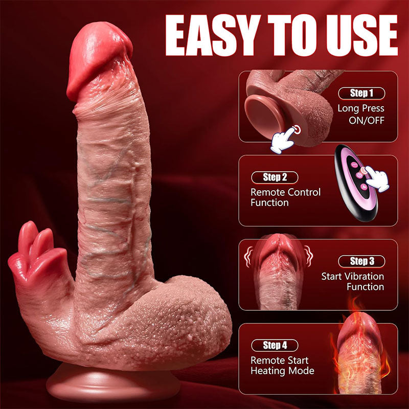 Licking Pro 9.45 In Dual-Tongue Lick Upgrade Dildo Lifelike Thrusting Vibrating Heating Vibrator