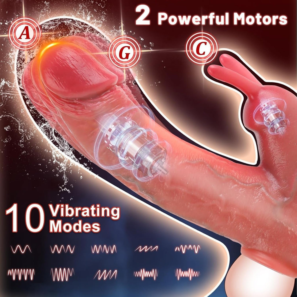 Penis Enlarger Vibrator – Lifelike Penis Sleeve with Rabbit & Dual Motors