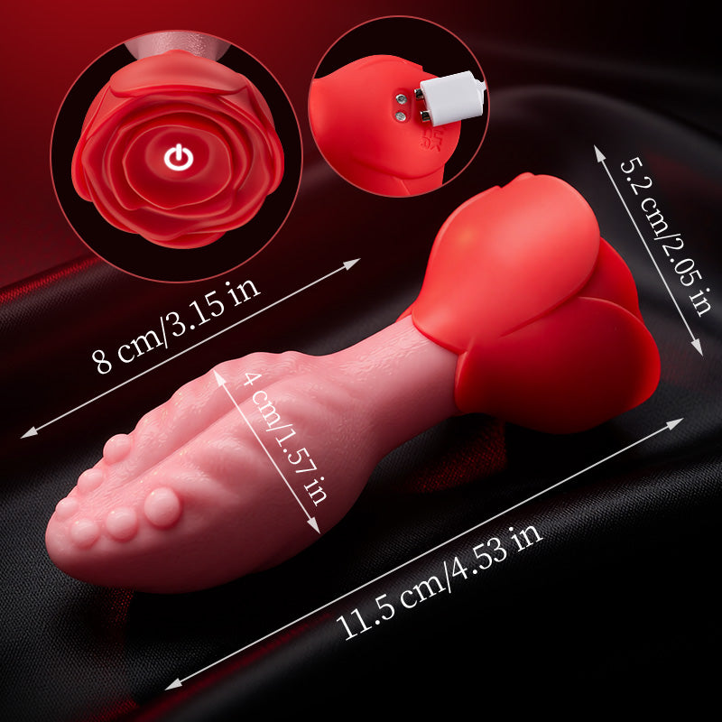 Sera - Tongue-Shaped 360° Rotating Anal Plug with Rose Base for Women & Men