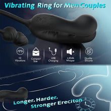 Load image into Gallery viewer, 2 IN 1 Anal Vibrator Butt Plug Penis Ring Cockring with 10 Vibrations &amp; Telescope