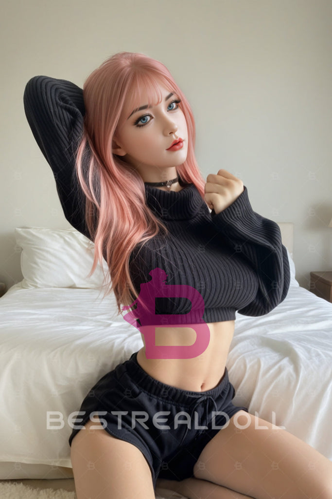 US Stock - Lisa Plus 160cm #310 Pink Hair Realistic Sex Doll Silicone Head TPE Body Big Boobs Adult Love Doll