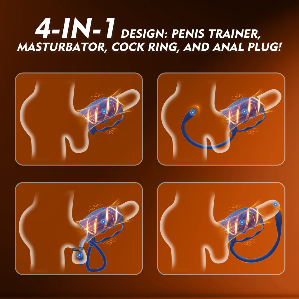 3 in 1 Penis Vibrator Male Masturbator with Detachable Butt Plug and Cock Ring