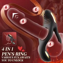 Load image into Gallery viewer, 4 in 1 Vibrating Double  Cock Ring with 10 Vibrating Modes