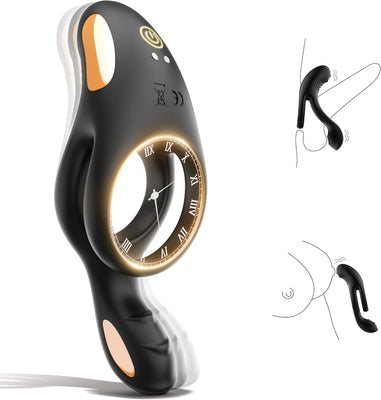 4 in 1 Vibrating Double  Cock Ring with 10 Vibrating Modes