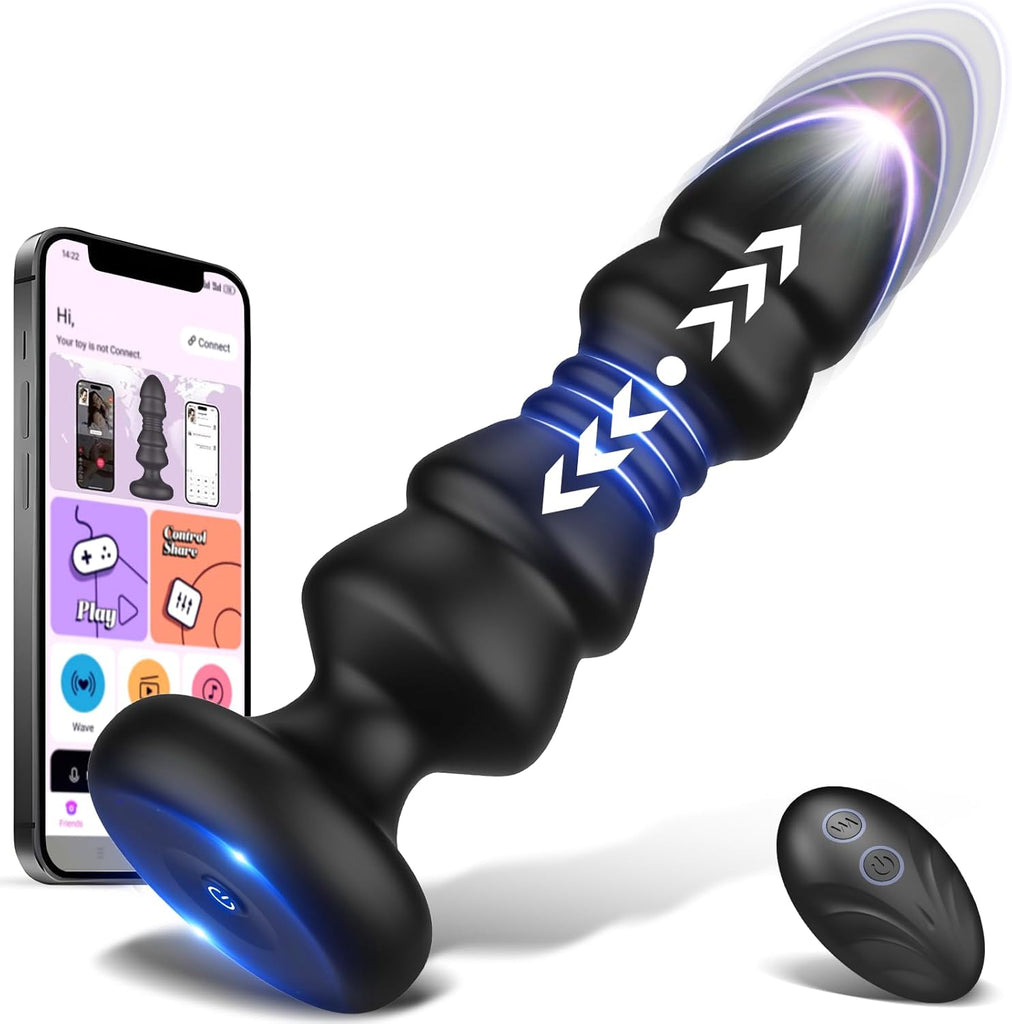 APP Remote Control 12 Vibrating & Thrusting Prostate Massager Anal Toys