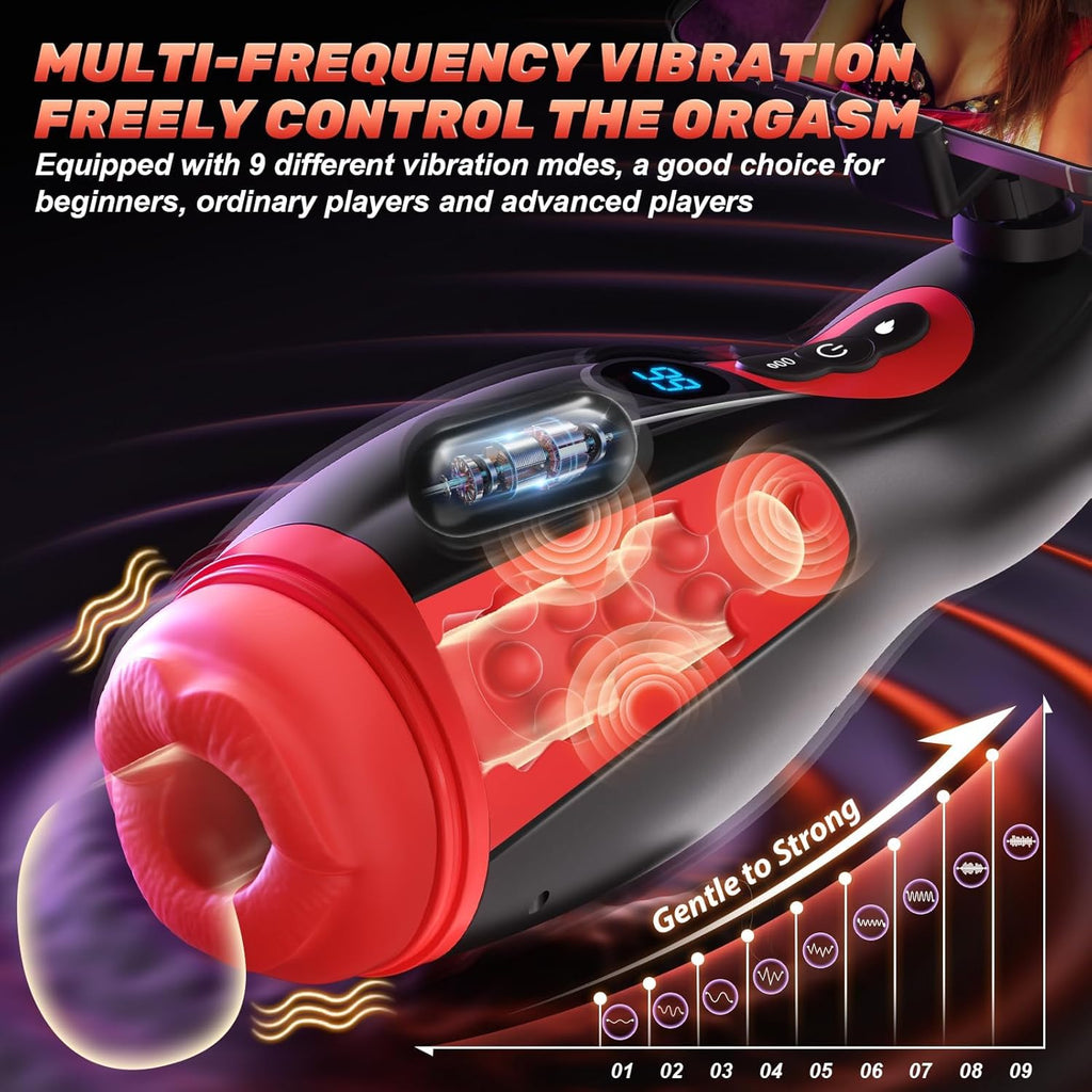 Male Masturbator Mens Sex Toys - Phone Holder Penis Pump Male Sex Toys with 9 Sucking & 9 Vibrating with APP Control, Heating Adult Toys Blowjob Machine, LCD Display Stroker Vibrator Sex Toys for Men