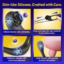 Load image into Gallery viewer, Double Penis Ring Stimulate Erection 10X Vibrating Cock Ring