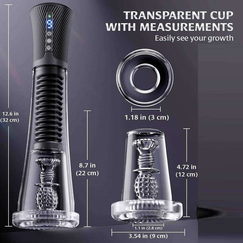 9 Vibrating Spring & 5 Vacuum Suction Penis Pump with 2 Switchable Sleeves