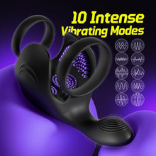 Load image into Gallery viewer, 3-in-1 Vabrating Cock Ring With Perineum Stimulator