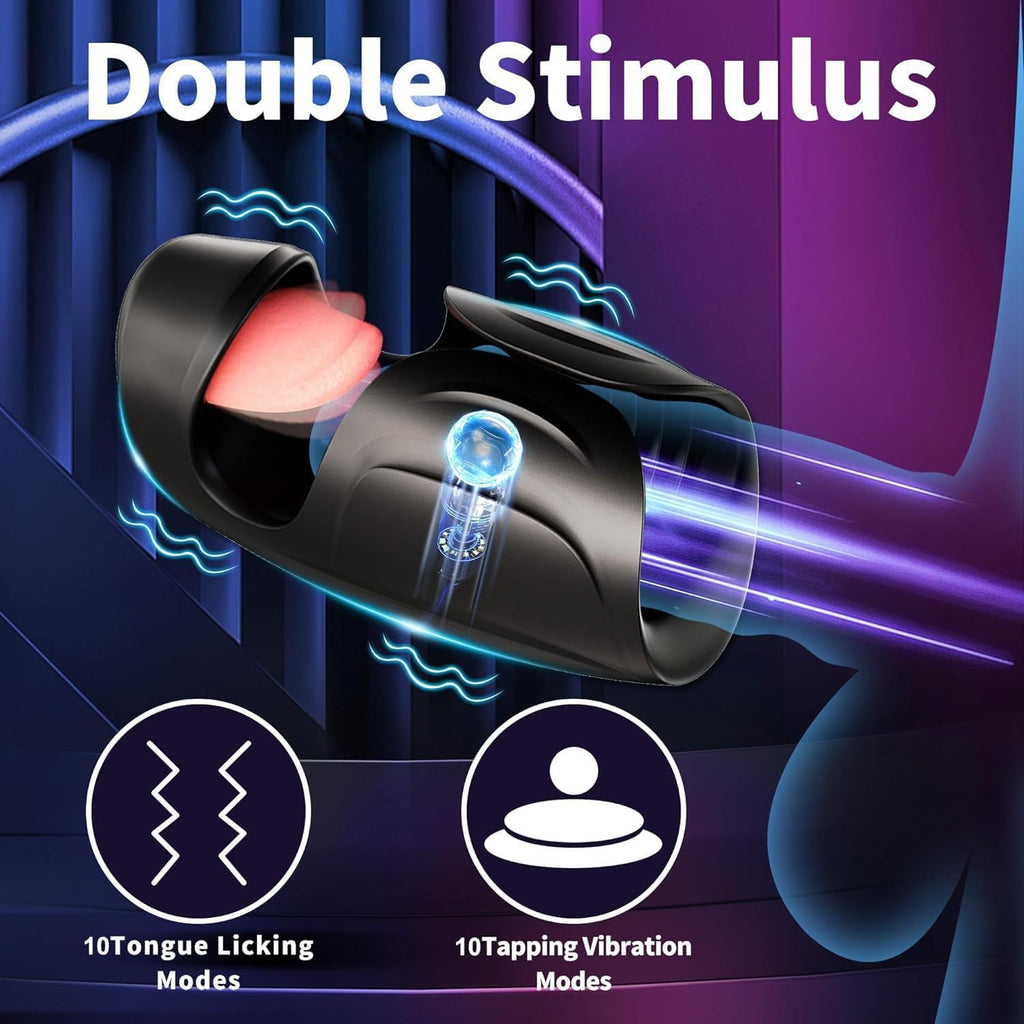 10 Vibrating Tongue Patterns Dual Action Penis Training Vibrator