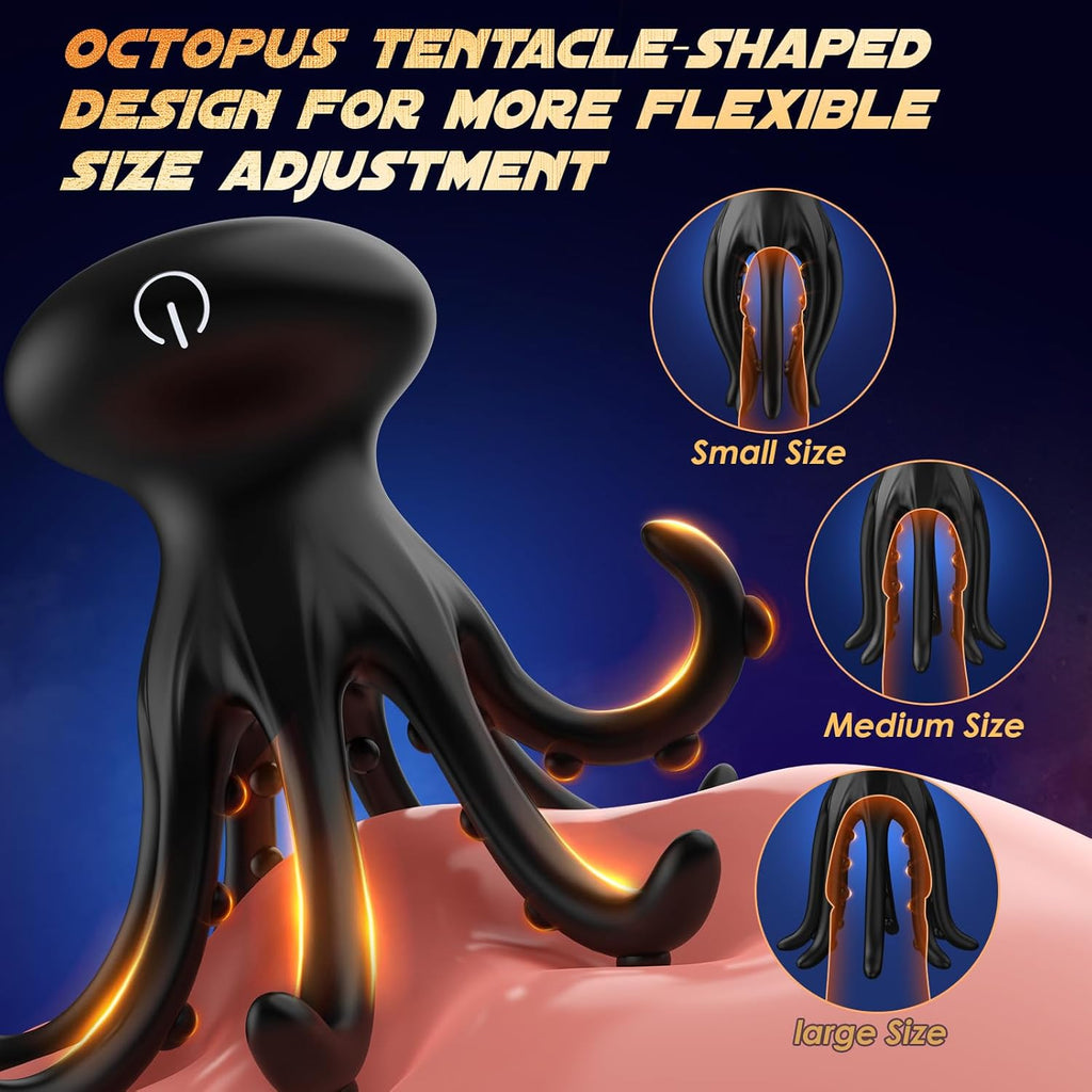 Tentacle Shaped Penis Vibrator - 10 Vibrating 360° Wrapping for Glans Clit Nipple Stimulation