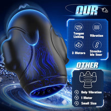 Load image into Gallery viewer, 3 Motors Vibrating Male Stroker 10X Licking For Glan Training