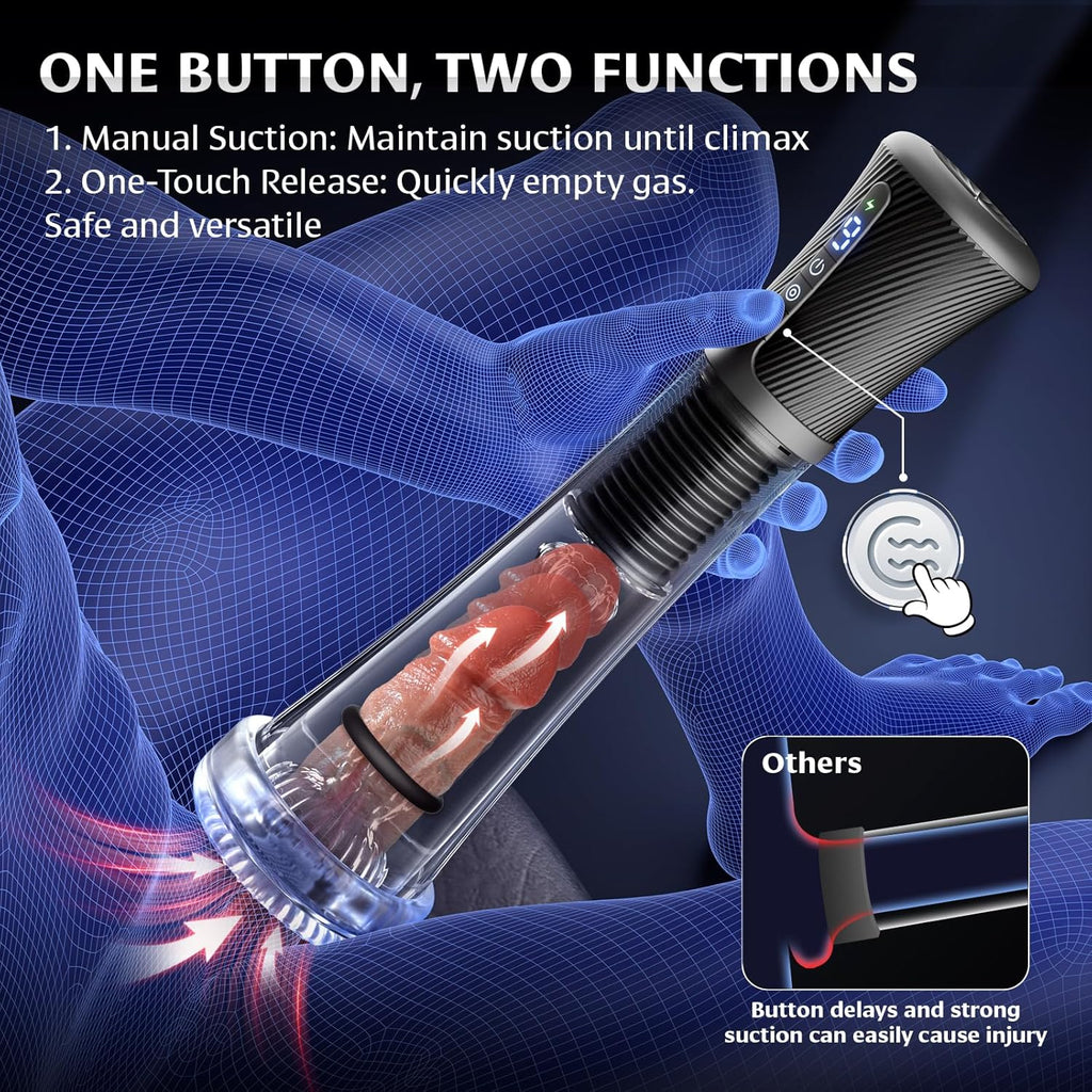 9 Vibrating Spring & 5 Vacuum Suction Penis Pump with 2 Switchable Sleeves