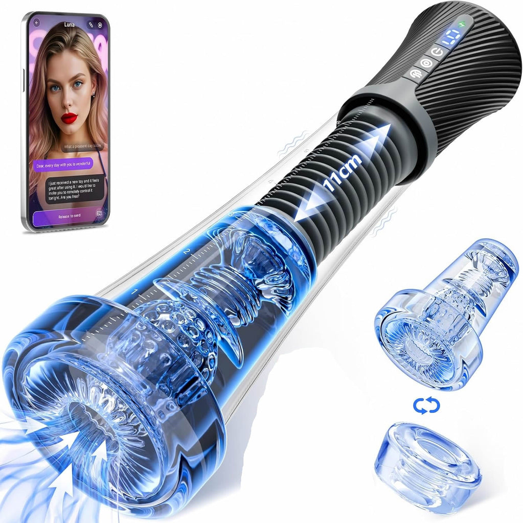 9 Vibrating Spring & 5 Vacuum Suction Penis Pump with 2 Switchable Sleeves