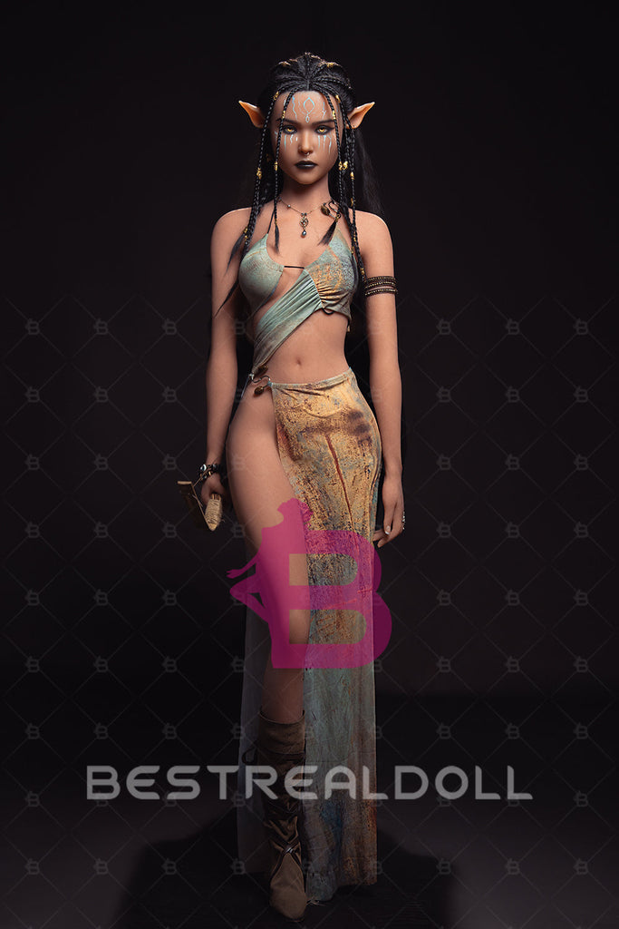 US Stock - YAMIEE Sia Unique Design 157cm #1073E Silicone Head Sex Doll Tanned Skin Small Breasts TPE Body Adult Love Doll