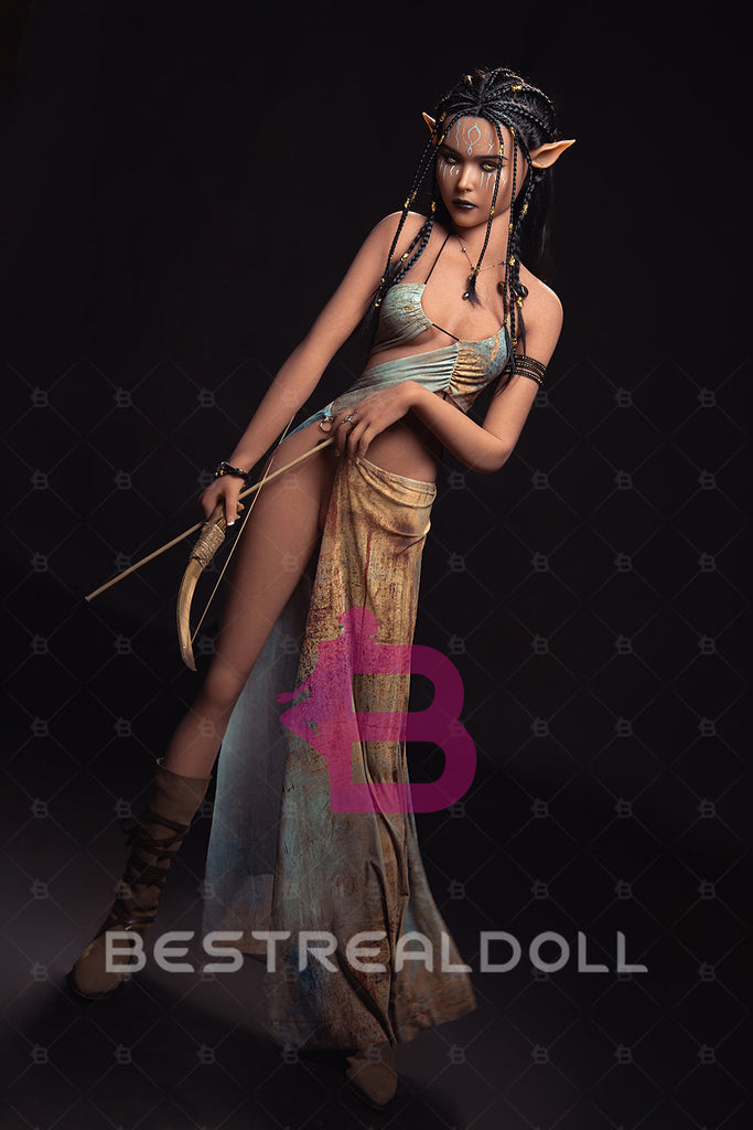 US Stock - YAMIEE Sia Unique Design 157cm #1073E Silicone Head Sex Doll Tanned Skin Small Breasts TPE Body Adult Love Doll