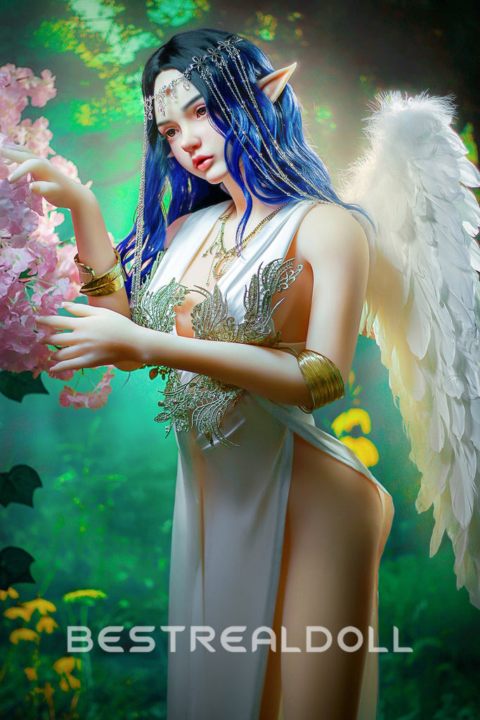 US Stock - Keely 160cm Silicone ROS Head Elf Sex Doll TPE Body M8 Samll Boobs Oral Sex Movable Jaw Adult Love Doll