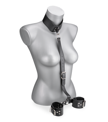 Adjustable faux leather neck and wrist restraint