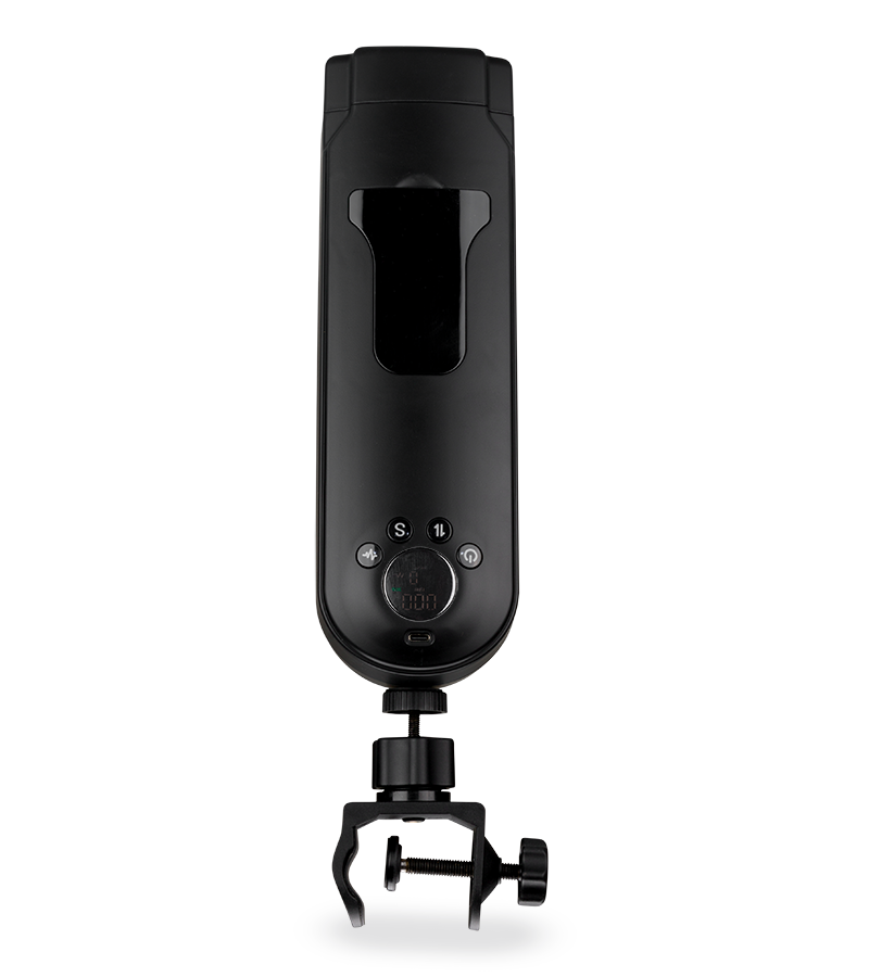 Alderico thrusting and vibrating masturbator with table clamp