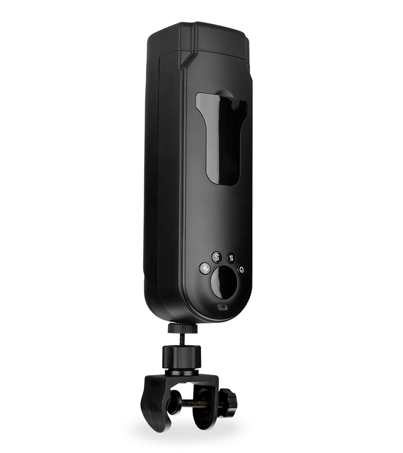 Alderico thrusting and vibrating masturbator with table clamp