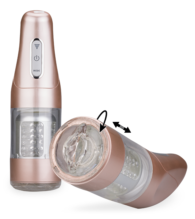 Alligator thrusting and rotating masturbator