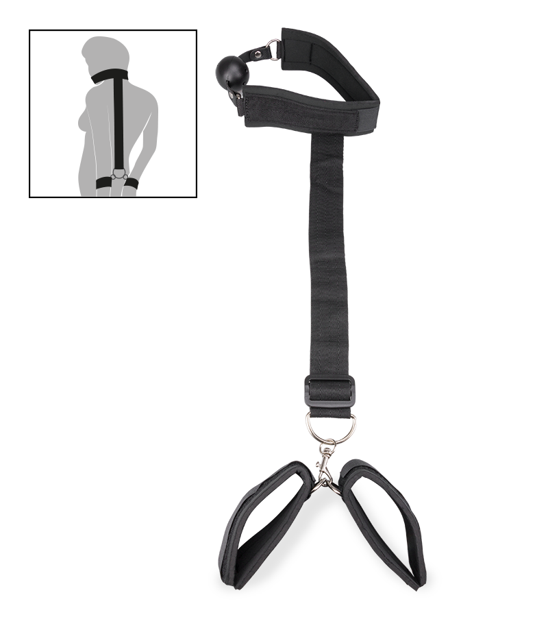 Ball gag with wrist cuff