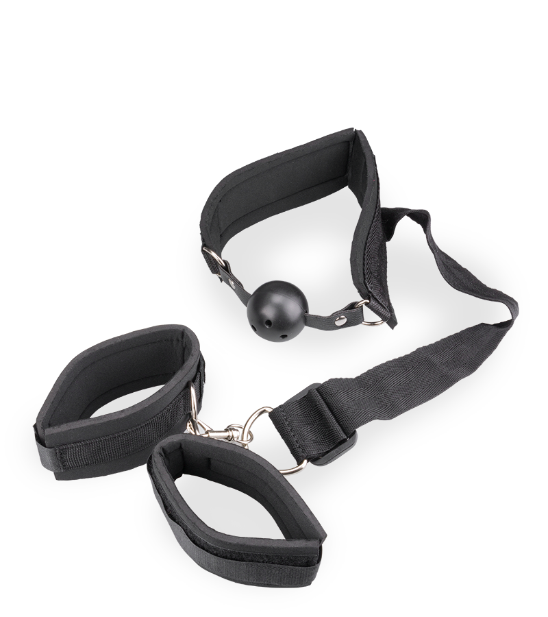 Ball gag with wrist cuff