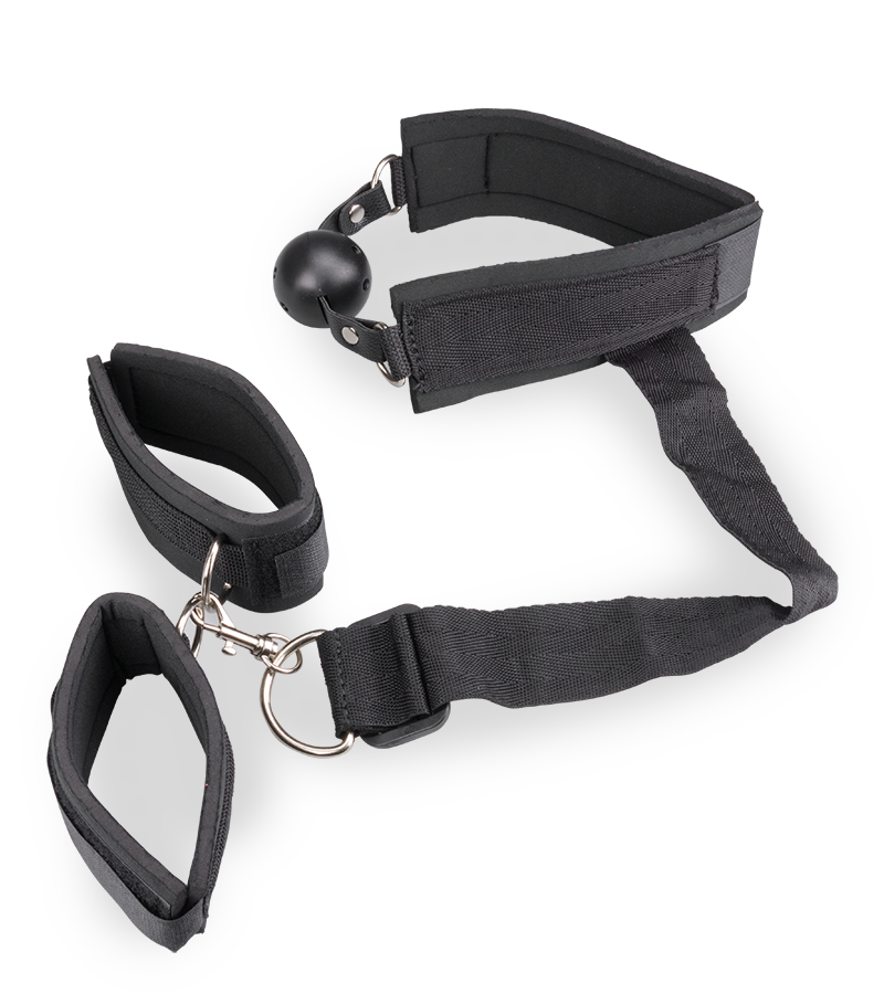 Ball gag with wrist cuff