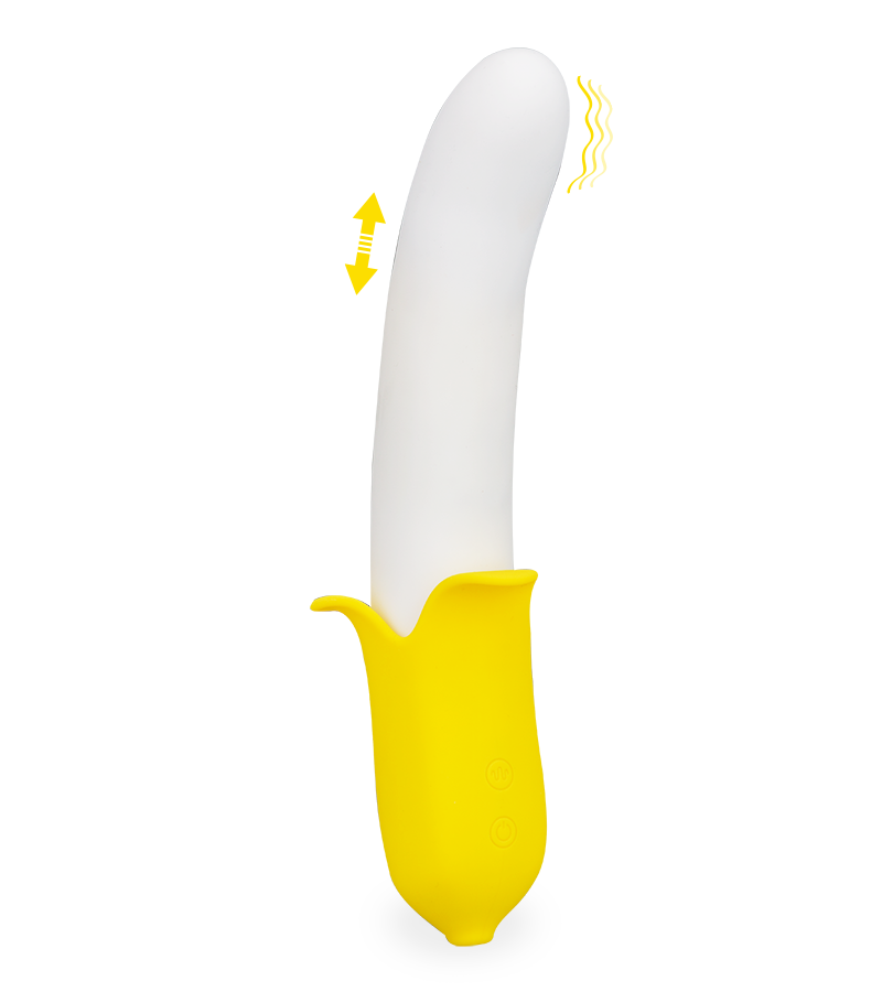 Banana silicone thrusting vibrator
