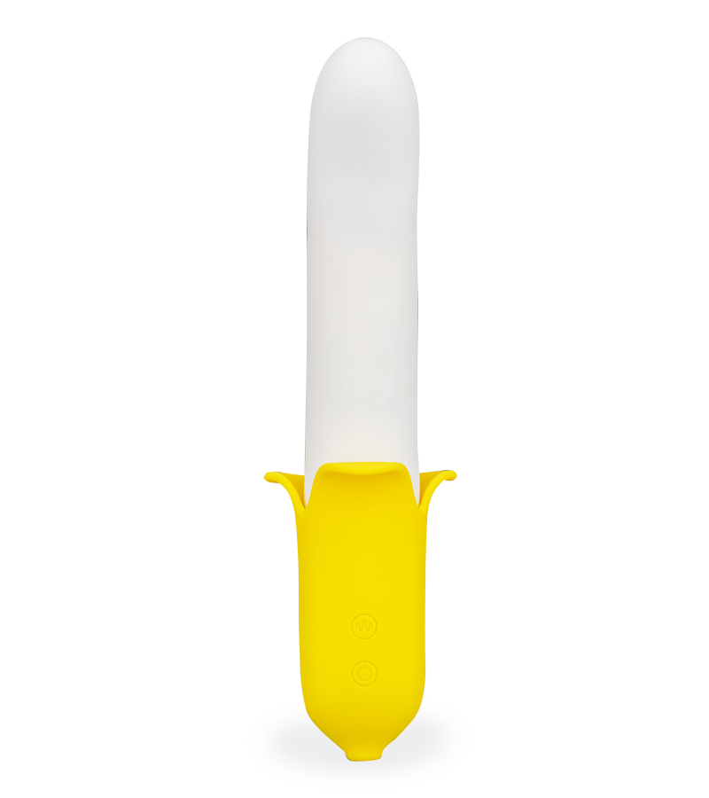 Banana silicone thrusting vibrator