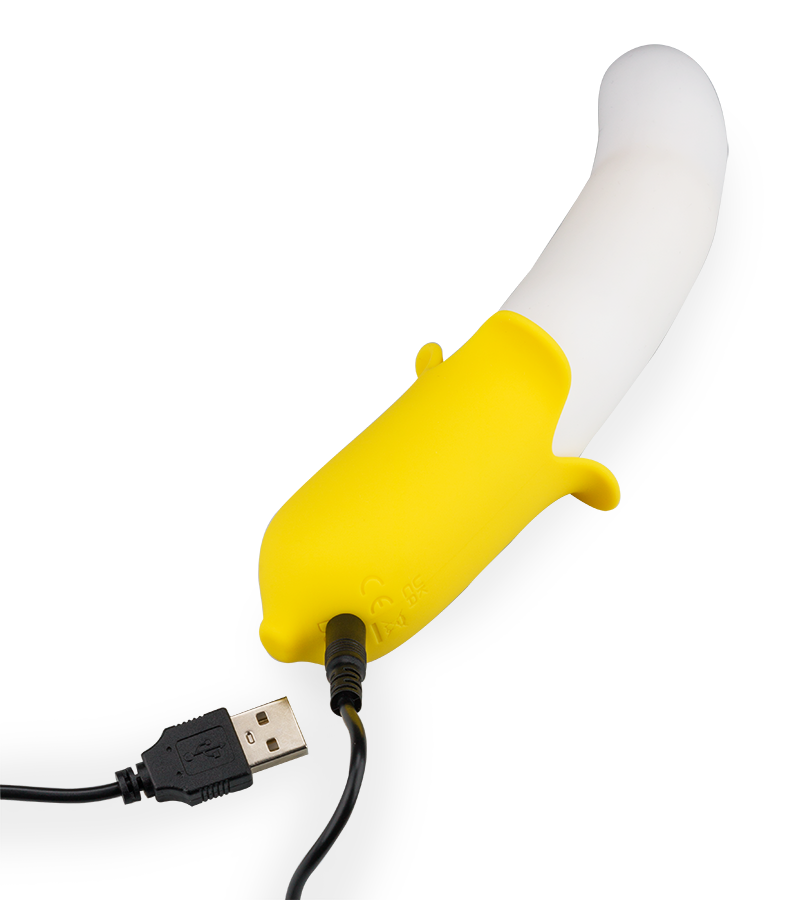Banana silicone thrusting vibrator