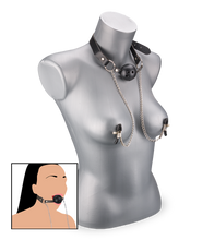 Load image into Gallery viewer, BDSM ball gag with nipple clamps