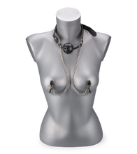 Load image into Gallery viewer, BDSM ball gag with nipple clamps