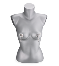 Load image into Gallery viewer, BDSM hearts and bells nipple clamps