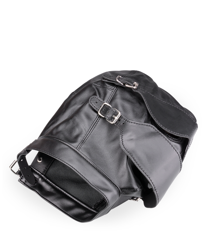 BDSM hood with ball gag and mouth/eye patches