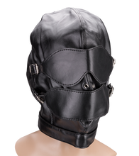 Load image into Gallery viewer, BDSM hood with ball gag and mouth/eye patches