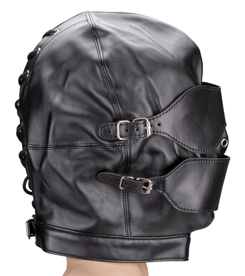 BDSM hood with ball gag and mouth/eye patches