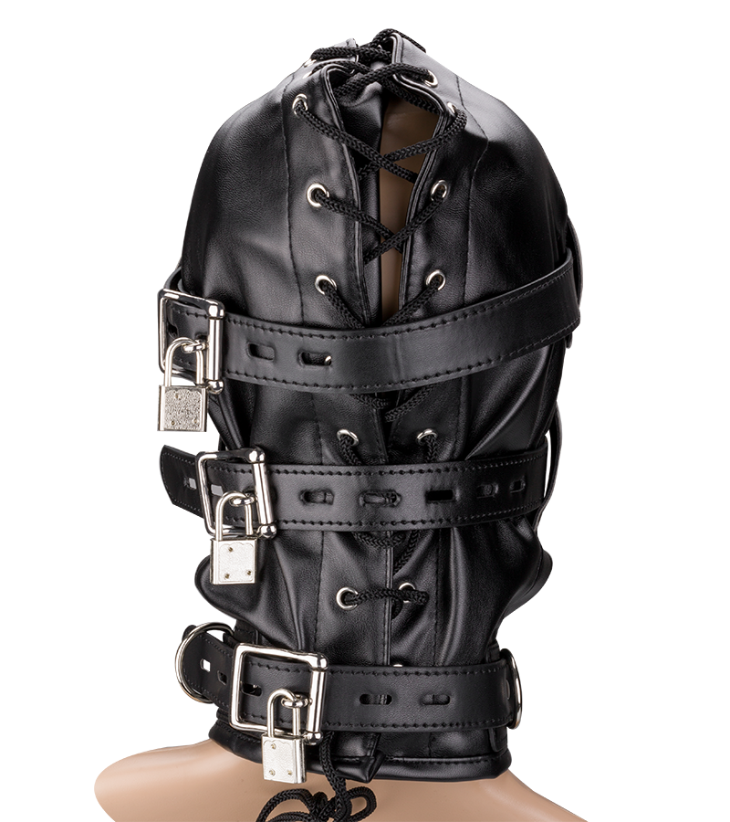 BDSM hood with mask and 2.25-inch ball gag