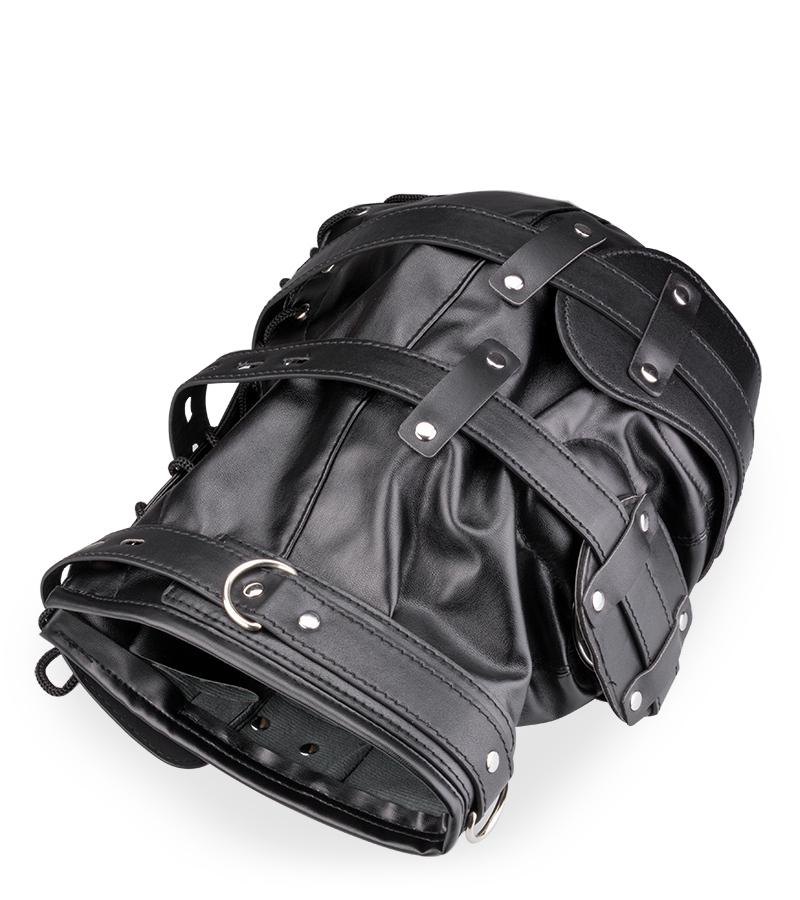 BDSM hood with mask and 2.25-inch ball gag