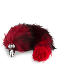 Load image into Gallery viewer, Black and red furry fox tail butt plug