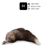 Black and white furry fox tail anal plug