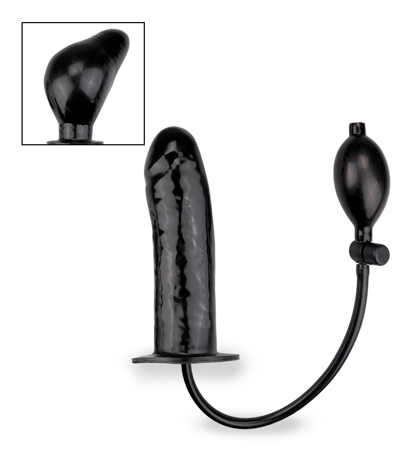 Black inflatable dildo with manual pump
