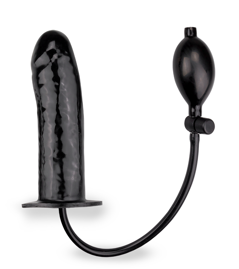 Black inflatable dildo with manual pump