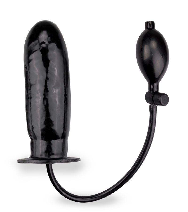 Black inflatable dildo with manual pump