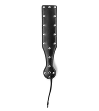 Load image into Gallery viewer, Black leather riveted spanking paddle
