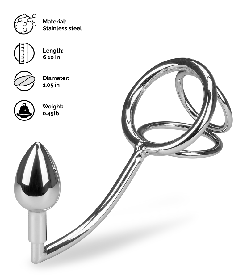 Bondy anal hook with triple cock ring