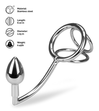 Load image into Gallery viewer, Bondy anal hook with triple cock ring
