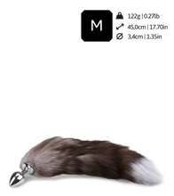 Load image into Gallery viewer, Brown and lavender furry fox tail butt plug